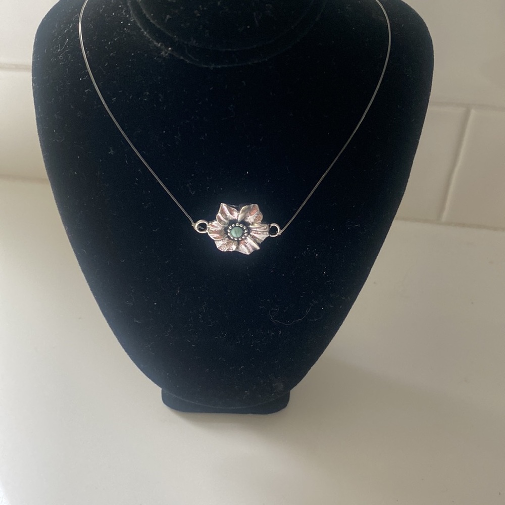 Sterling silver floating flower handcrafted necklace
